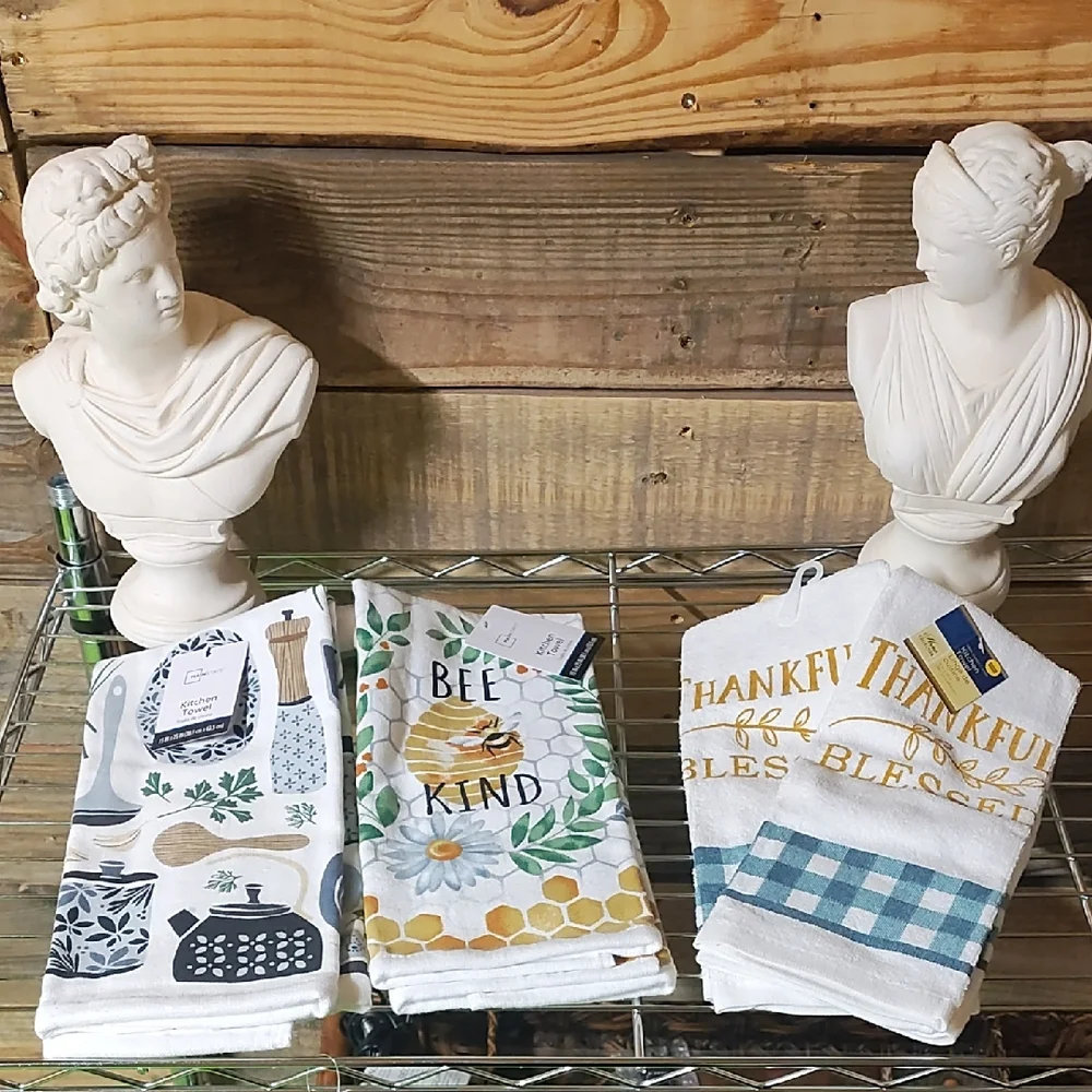 Bee Kind Kitchen Towel Set - White and Yellow